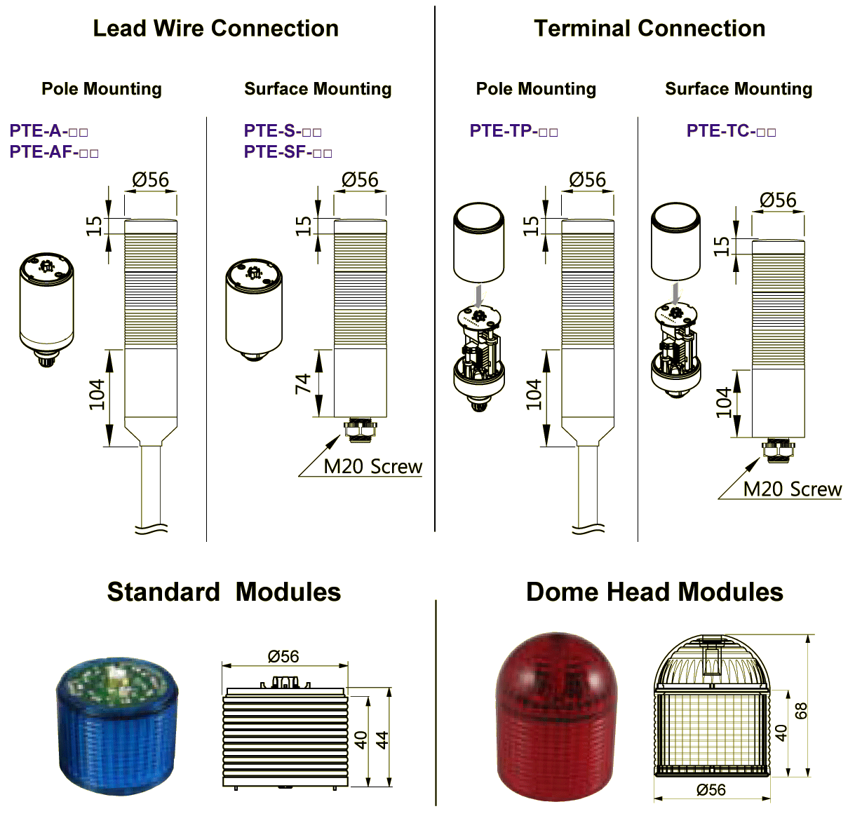 Stack Light Dimensions